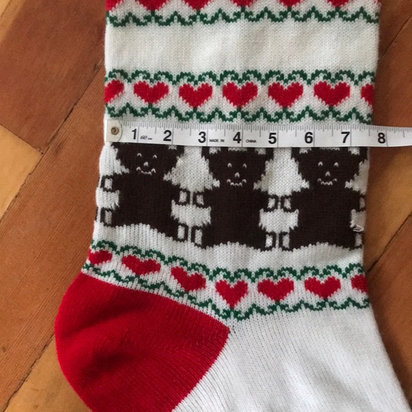 Knit Holiday Stocking Oversize with bears hearts Pine Trees - Picture 3 of 7